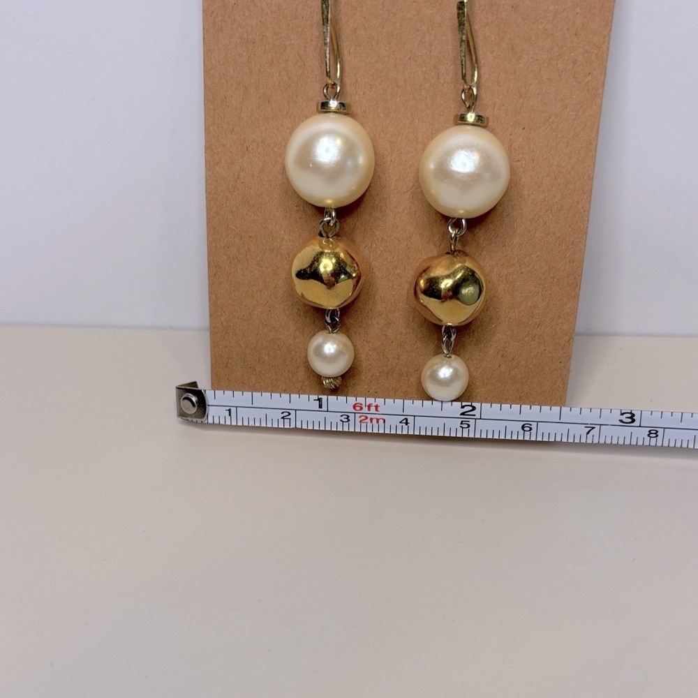 Gold and Cream Drop Earrings